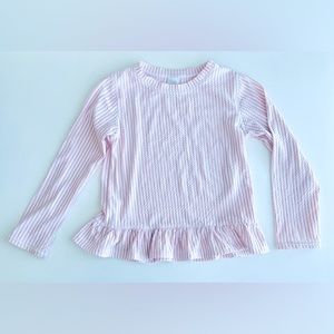 ruffle butts girls long sleeve swim top pink seersucker peplum beach pool 5